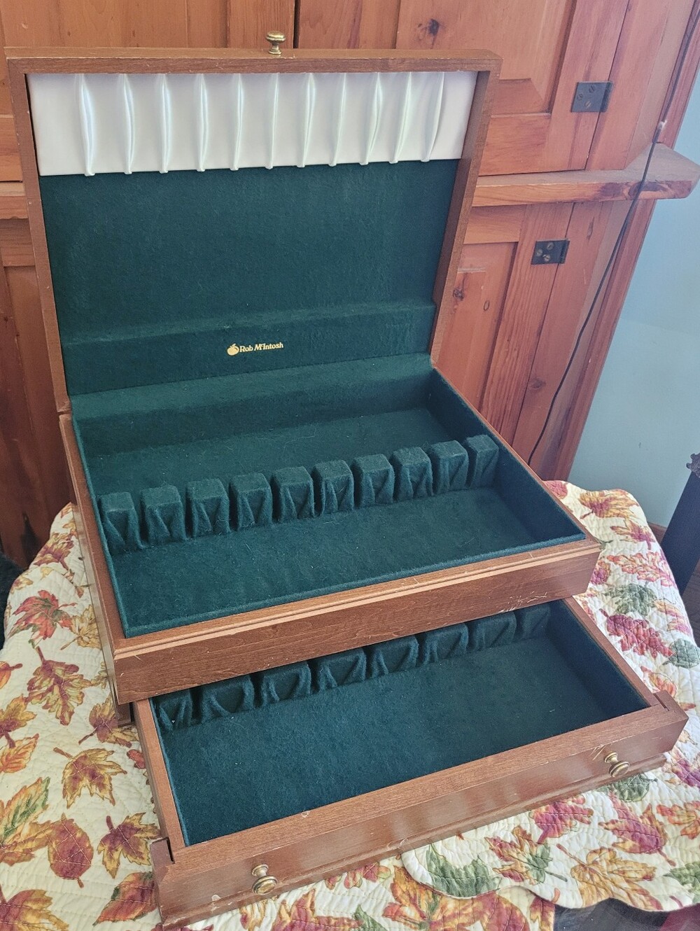 Vintage Rob McIntosh Wooden Silverware Chest / Flatware Storage Box